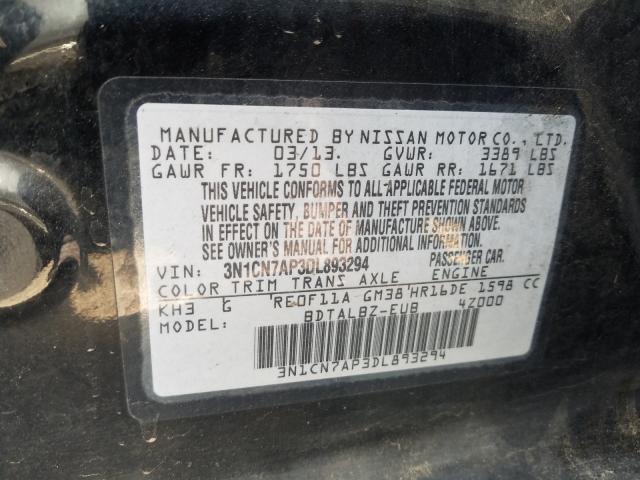 Photo 9 VIN: 3N1CN7AP3DL893294 - NISSAN VERSA S 