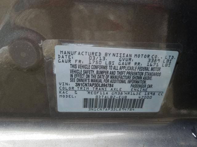 Photo 9 VIN: 3N1CN7AP3DL894784 - NISSAN VERSA S 