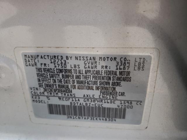 Photo 9 VIN: 3N1CN7AP3EK448304 - NISSAN VERSA S 