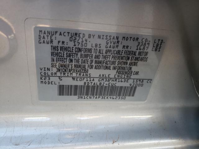 Photo 9 VIN: 3N1CN7AP3EK462350 - NISSAN VERSA S 