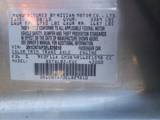 Photo 9 VIN: 3N1CN7AP3EL829810 - NISSAN VERSA S 