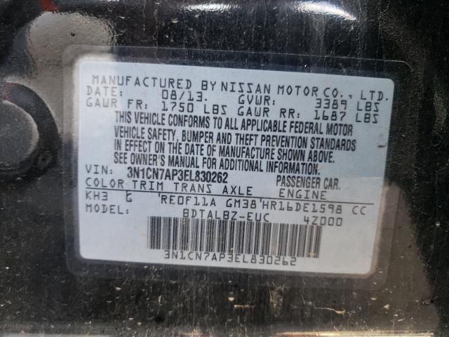 Photo 9 VIN: 3N1CN7AP3EL830262 - NISSAN VERSA S 