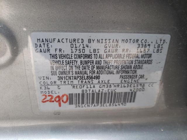 Photo 9 VIN: 3N1CN7AP3EL856490 - NISSAN VERSA S 