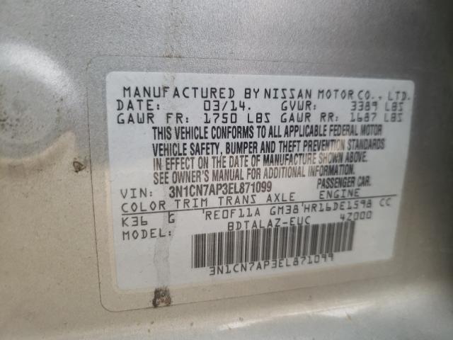 Photo 9 VIN: 3N1CN7AP3EL871099 - NISSAN VERSA S 