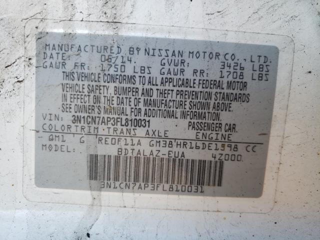 Photo 9 VIN: 3N1CN7AP3FL810031 - NISSAN VERSA S 