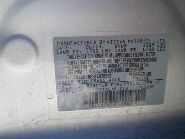 Photo 9 VIN: 3N1CN7AP3FL826892 - NISSAN VERSA S 