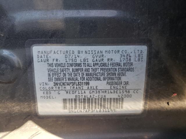 Photo 9 VIN: 3N1CN7AP3FL831199 - NISSAN VERSA S 