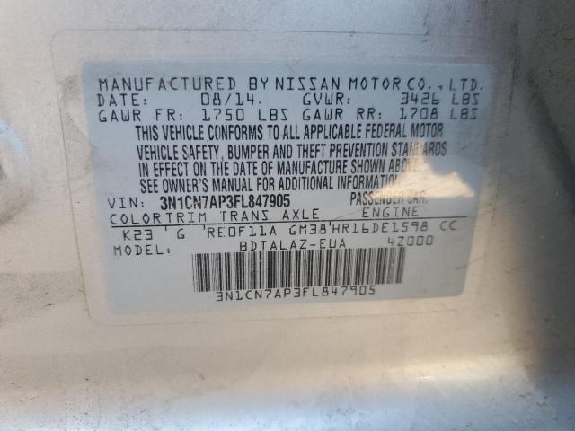 Photo 11 VIN: 3N1CN7AP3FL847905 - NISSAN VERSA S 