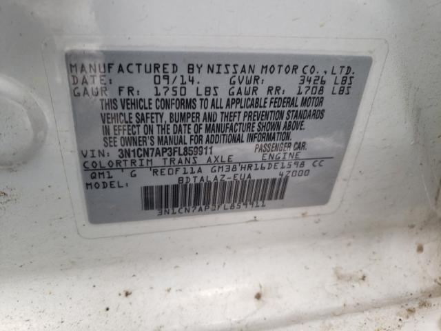 Photo 9 VIN: 3N1CN7AP3FL859911 - NISSAN VERSA S 