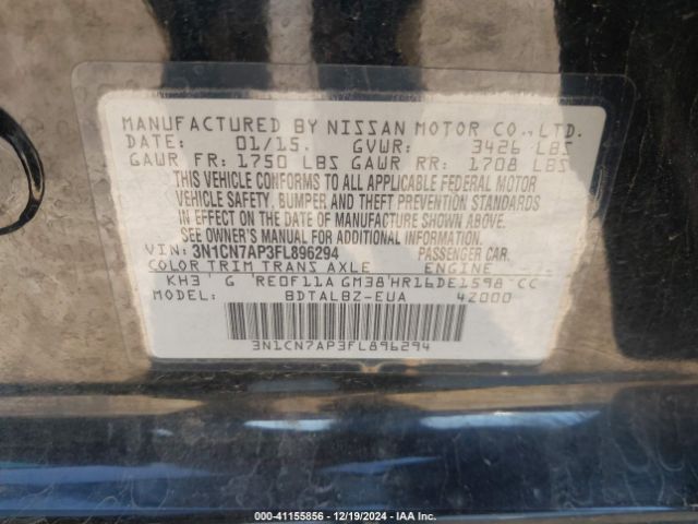 Photo 8 VIN: 3N1CN7AP3FL896294 - NISSAN VERSA 