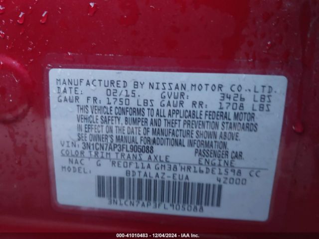 Photo 8 VIN: 3N1CN7AP3FL905088 - NISSAN VERSA 