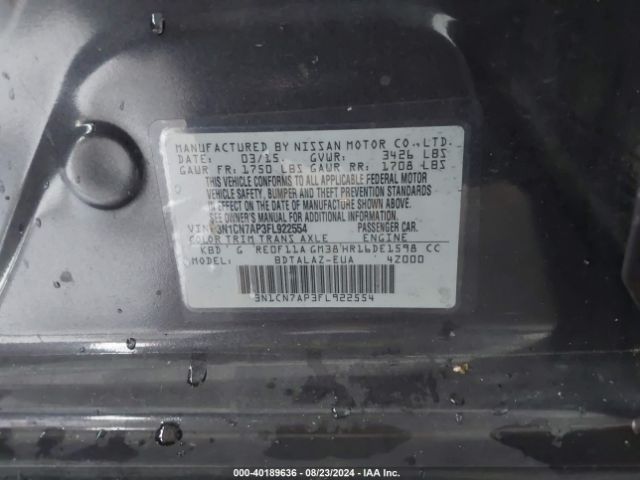 Photo 8 VIN: 3N1CN7AP3FL922554 - NISSAN VERSA 