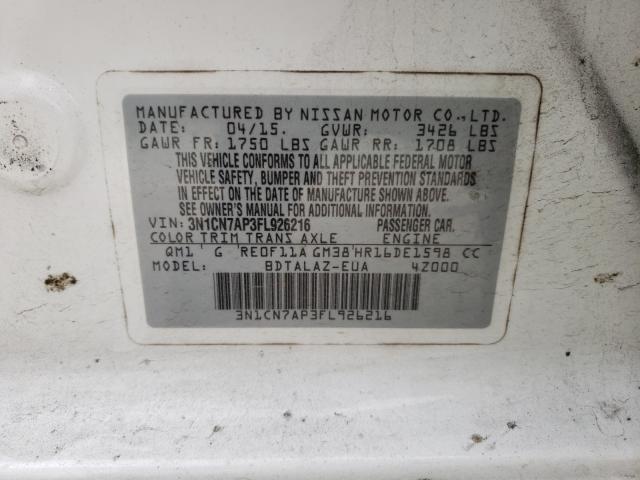 Photo 9 VIN: 3N1CN7AP3FL926216 - NISSAN VERSA S 