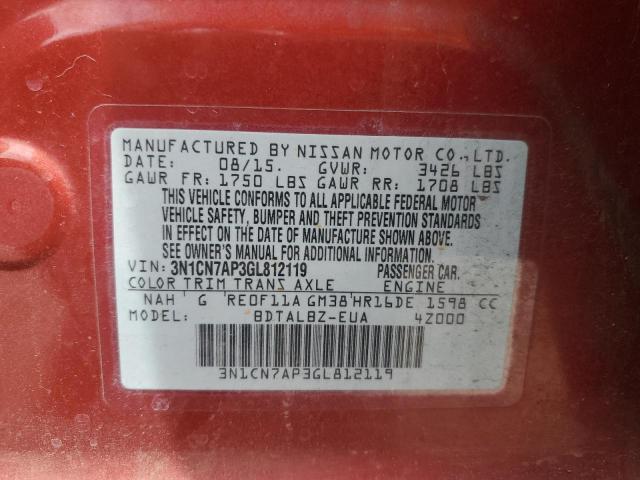 Photo 12 VIN: 3N1CN7AP3GL812119 - NISSAN VERSA S 