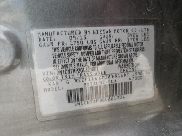 Photo 9 VIN: 3N1CN7AP3GL821001 - NISSAN VERSA S 