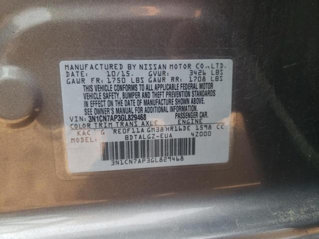 Photo 11 VIN: 3N1CN7AP3GL829468 - NISSAN VERSA S 