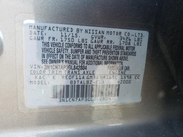 Photo 9 VIN: 3N1CN7AP3GL842804 - NISSAN VERSA S 