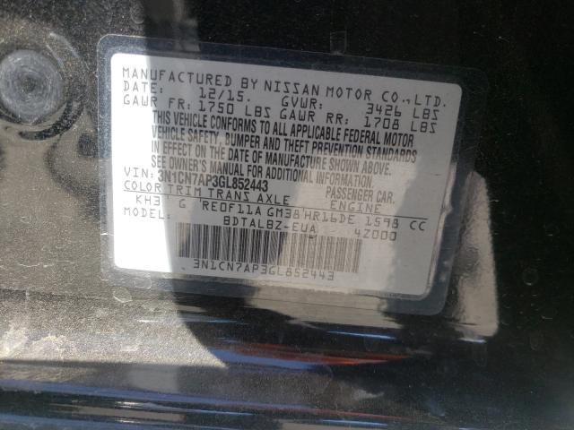 Photo 9 VIN: 3N1CN7AP3GL852443 - NISSAN VERSA S 