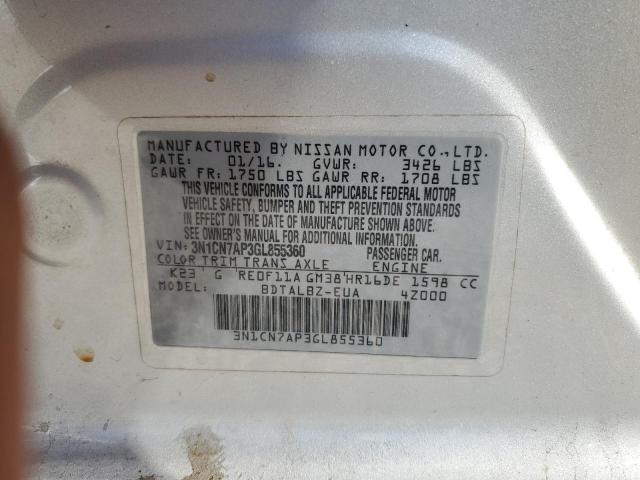 Photo 11 VIN: 3N1CN7AP3GL855360 - NISSAN VERSA S 