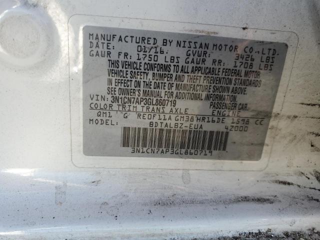 Photo 12 VIN: 3N1CN7AP3GL860719 - NISSAN VERSA S 