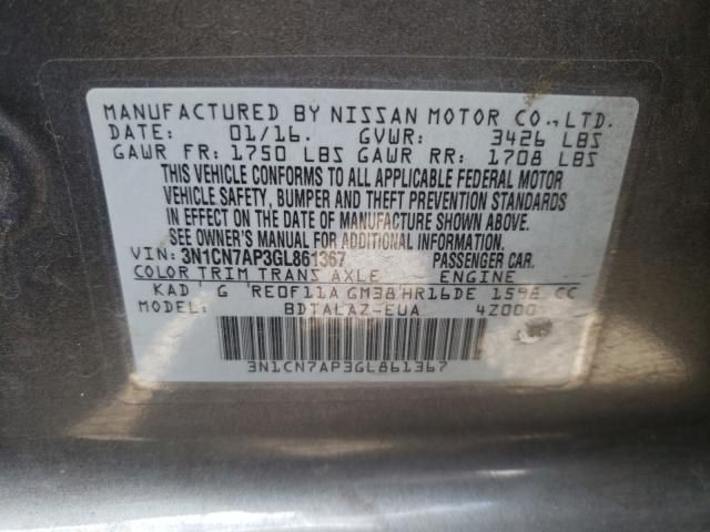 Photo 9 VIN: 3N1CN7AP3GL861367 - NISSAN VERSA S 