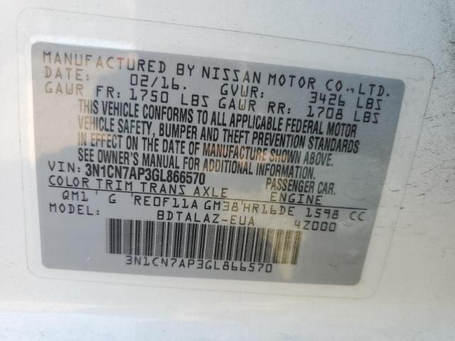 Photo 11 VIN: 3N1CN7AP3GL866570 - NISSAN VERSA S 