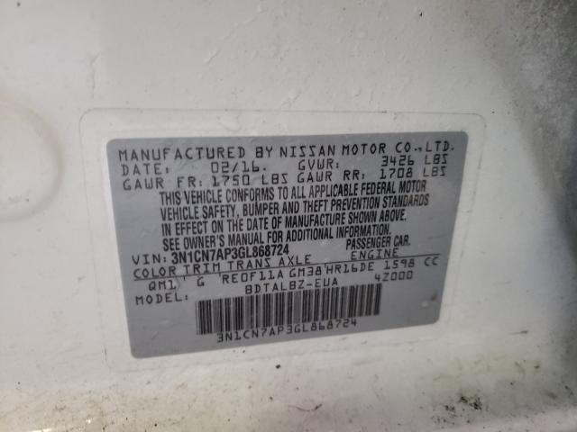 Photo 9 VIN: 3N1CN7AP3GL868724 - NISSAN VERSA S 