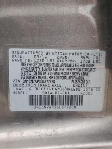 Photo 11 VIN: 3N1CN7AP3GL877228 - NISSAN VERSA S 