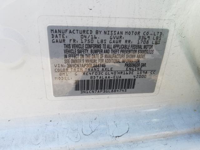 Photo 9 VIN: 3N1CN7AP3GL884745 - NISSAN VERSA S 