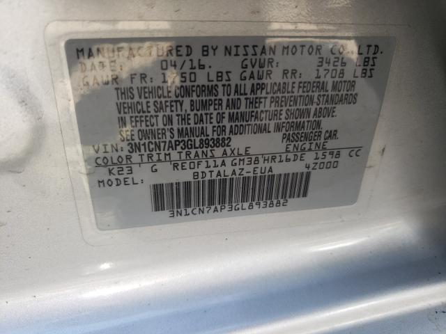 Photo 9 VIN: 3N1CN7AP3GL893882 - NISSAN VERSA S 