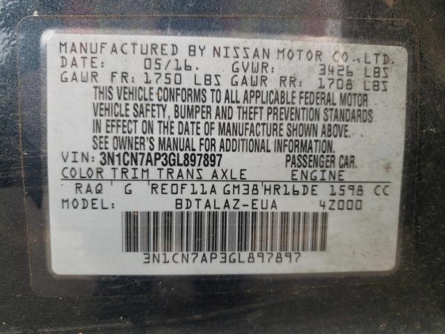 Photo 12 VIN: 3N1CN7AP3GL897897 - NISSAN VERSA 