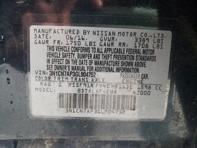 Photo 9 VIN: 3N1CN7AP3GL904752 - NISSAN VERSA S 