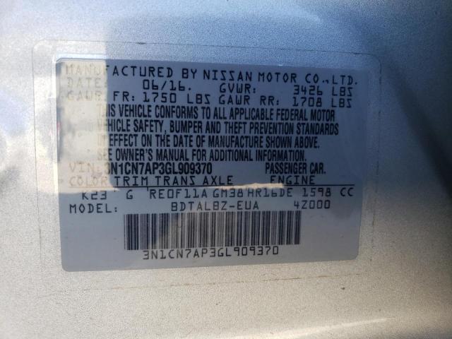 Photo 11 VIN: 3N1CN7AP3GL909370 - NISSAN VERSA S 