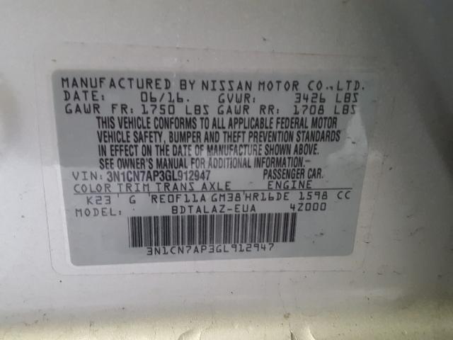 Photo 9 VIN: 3N1CN7AP3GL912947 - NISSAN VERSA S 