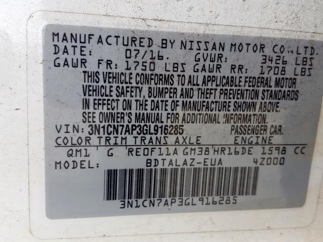 Photo 9 VIN: 3N1CN7AP3GL916285 - NISSAN VERSA S 