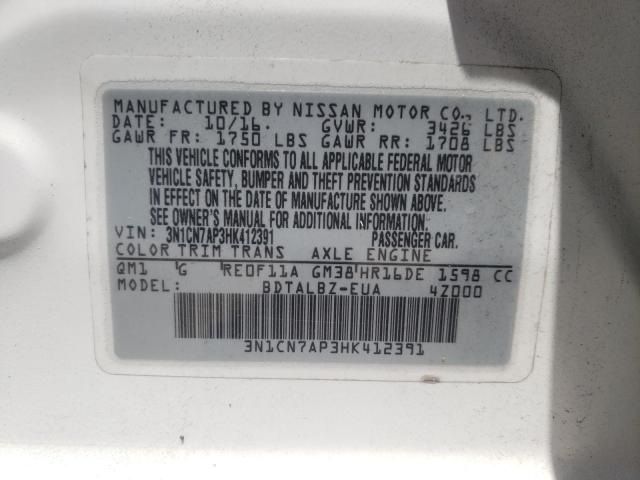 Photo 9 VIN: 3N1CN7AP3HK412391 - NISSAN VERSA S 