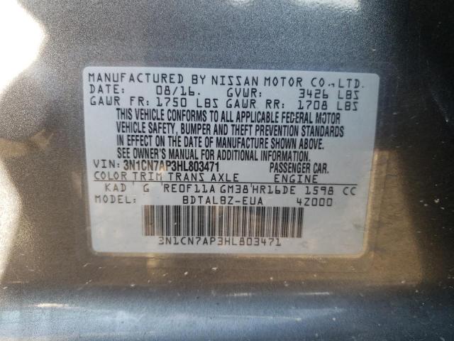 Photo 9 VIN: 3N1CN7AP3HL803471 - NISSAN VERSA S 