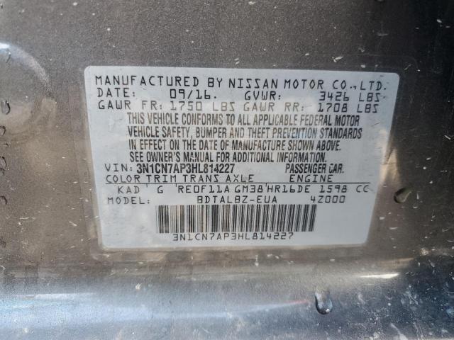 Photo 12 VIN: 3N1CN7AP3HL814227 - NISSAN VERSA 