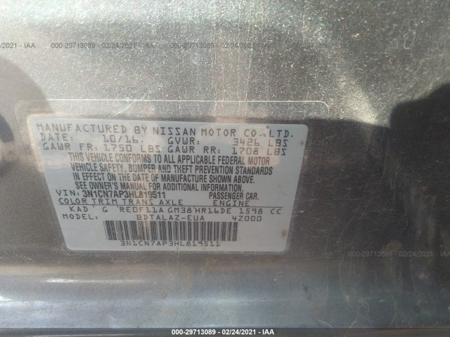 Photo 8 VIN: 3N1CN7AP3HL819511 - NISSAN VERSA SEDAN 