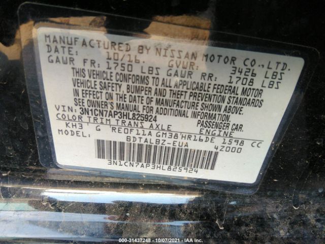 Photo 8 VIN: 3N1CN7AP3HL825924 - NISSAN VERSA SEDAN 