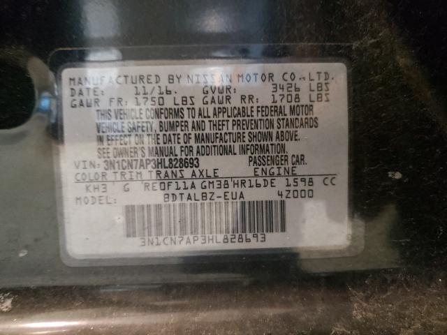 Photo 9 VIN: 3N1CN7AP3HL828693 - NISSAN VERSA S 