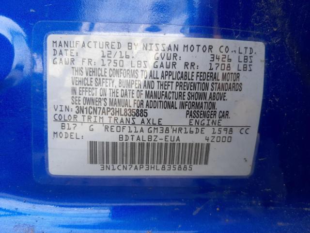 Photo 11 VIN: 3N1CN7AP3HL835885 - NISSAN VERSA S 