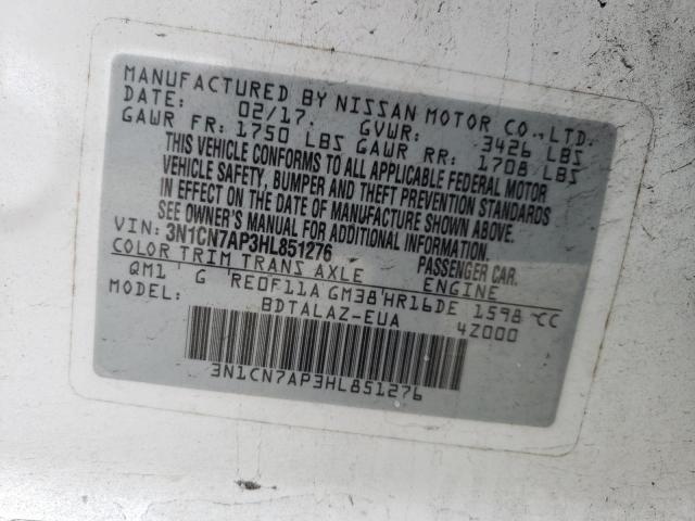 Photo 11 VIN: 3N1CN7AP3HL851276 - NISSAN VERSA S 