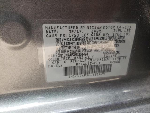 Photo 9 VIN: 3N1CN7AP3HL851424 - NISSAN VERSA S 