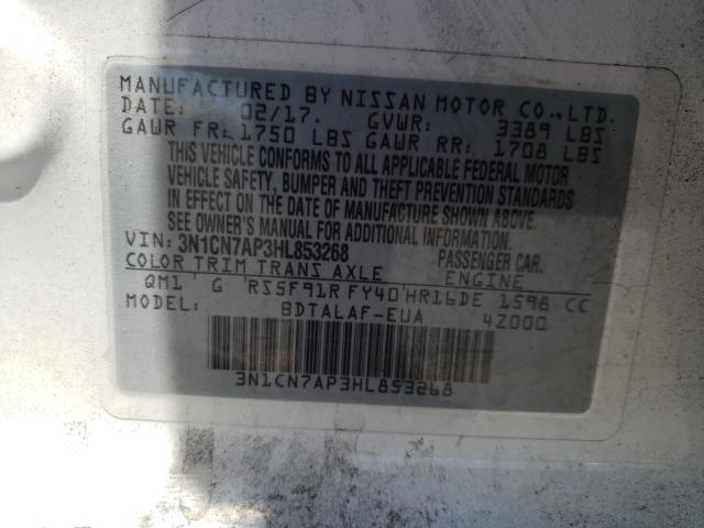 Photo 9 VIN: 3N1CN7AP3HL853268 - NISSAN VERSA S 