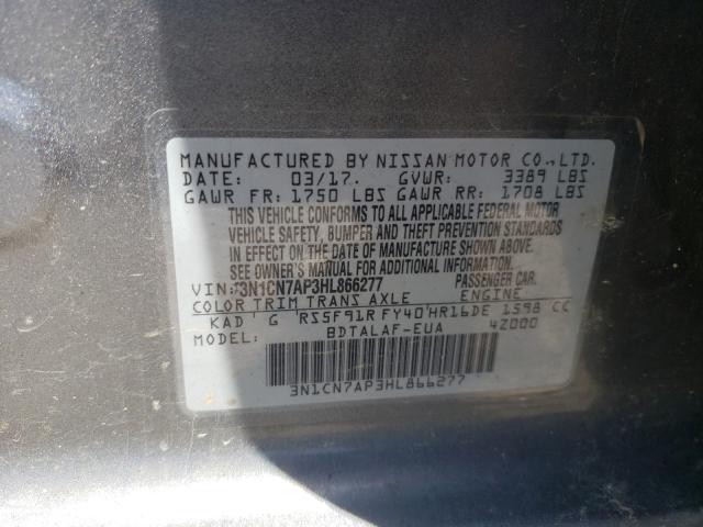 Photo 9 VIN: 3N1CN7AP3HL866277 - NISSAN VERSA S 