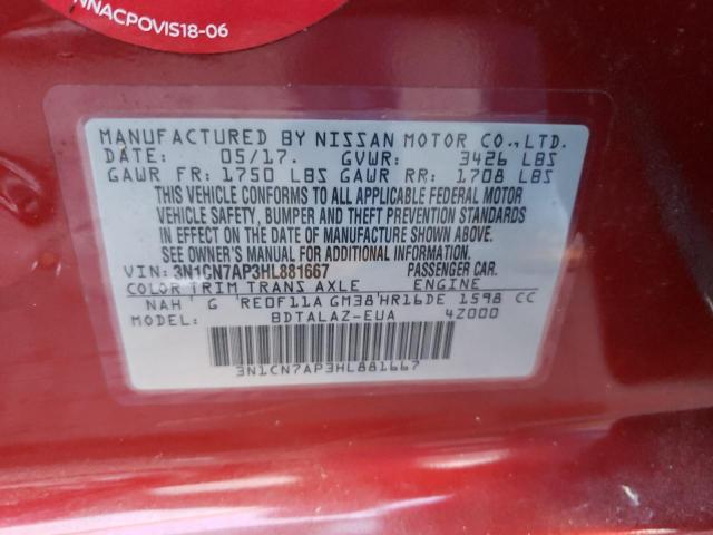 Photo 9 VIN: 3N1CN7AP3HL881667 - NISSAN VERSA S 