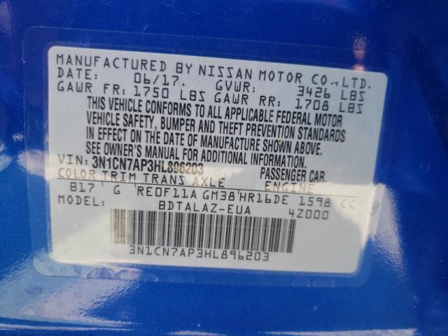 Photo 9 VIN: 3N1CN7AP3HL896203 - NISSAN VERSA S 