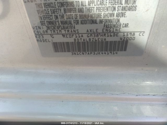 Photo 8 VIN: 3N1CN7AP3JK441914 - NISSAN VERSA SEDAN 