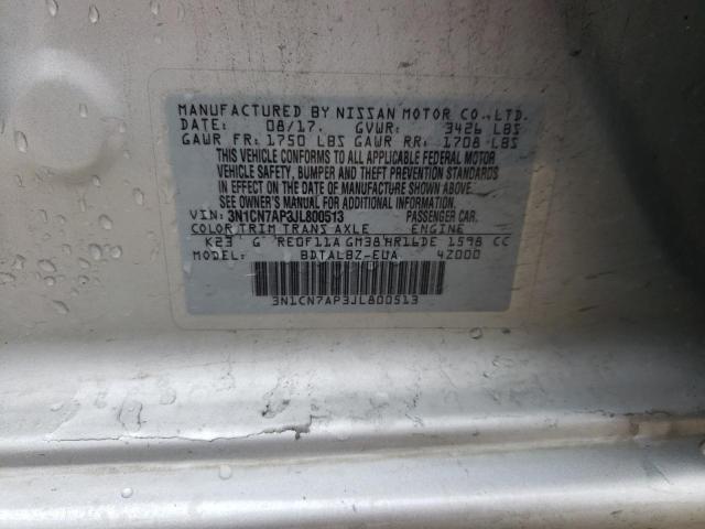 Photo 9 VIN: 3N1CN7AP3JL800513 - NISSAN VERSA S 